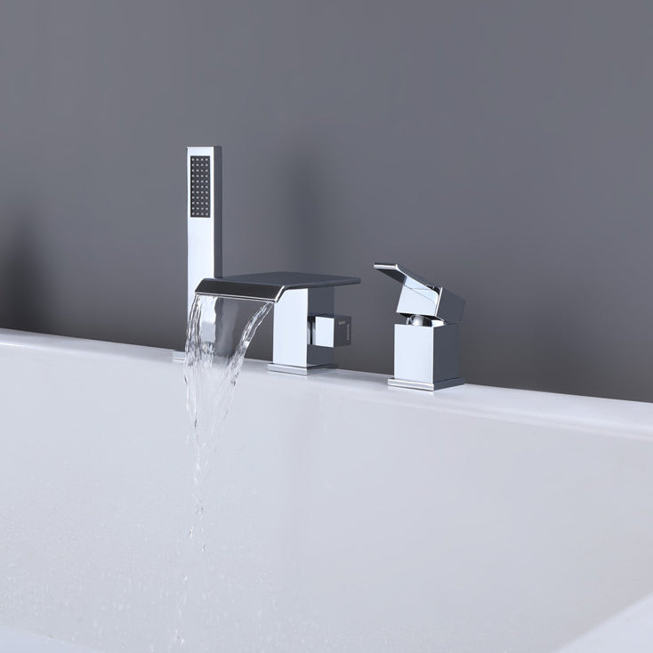 Contemporary Deck Mounted Copper Roman Tub Faucet Low Arc Roman Tub Faucet Set