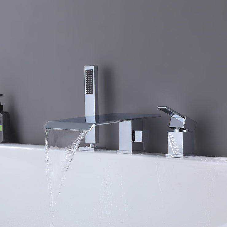 Contemporary Deck Mounted Copper Roman Tub Faucet Low Arc Roman Tub Faucet Set