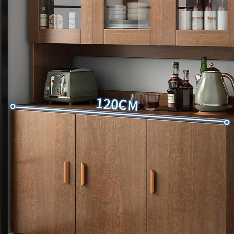 Modern Wood Dining Hutch Glass Doors Display Cabinet with Doors for Dining Room