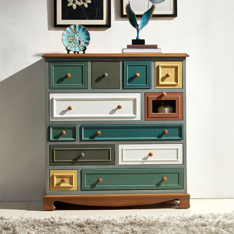 Bedroom Nautical Chest Solid Wood Storage Chest with Drawers