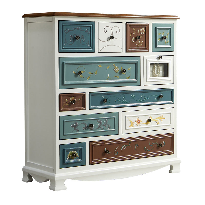 Coastal Storage Chest Dresser Solid Wood Storage Chest with Drawers and Doors
