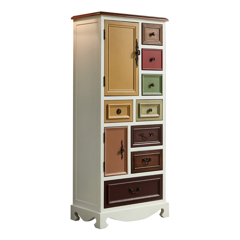 Coastal Storage Chest Dresser Solid Wood Storage Chest with Drawers and Doors