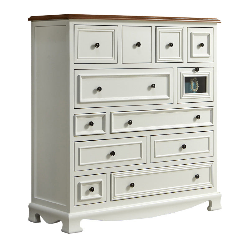 Coastal Storage Chest Dresser Solid Wood Storage Chest with Drawers and Doors