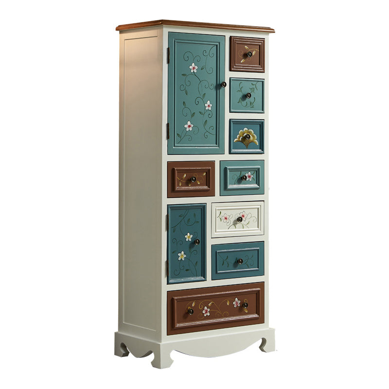 Coastal Storage Chest Dresser Solid Wood Storage Chest with Drawers and Doors