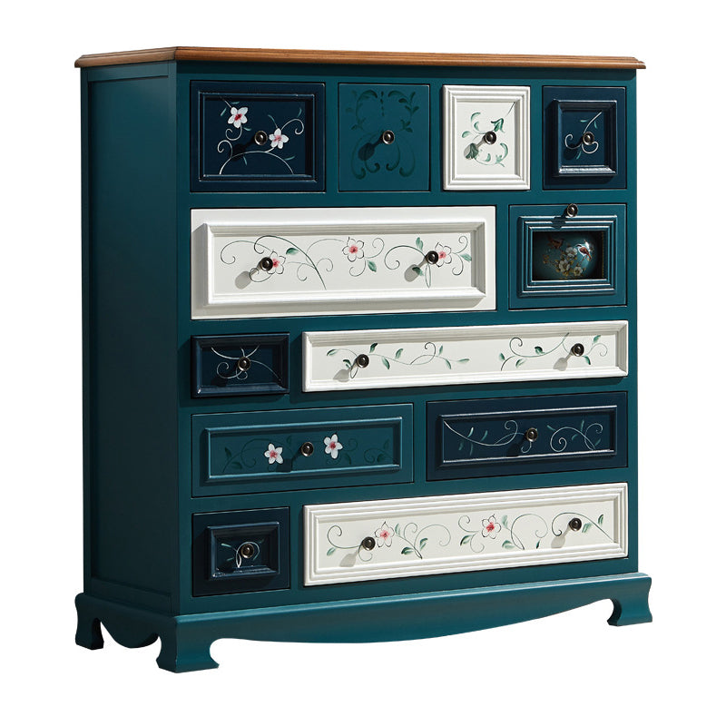 Coastal Storage Chest Dresser Solid Wood Storage Chest with Drawers and Doors