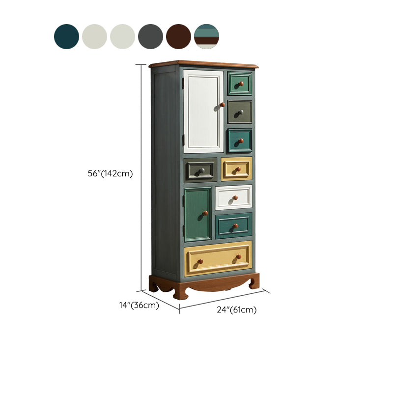 Coastal Storage Chest Dresser Solid Wood Storage Chest with Drawers and Doors