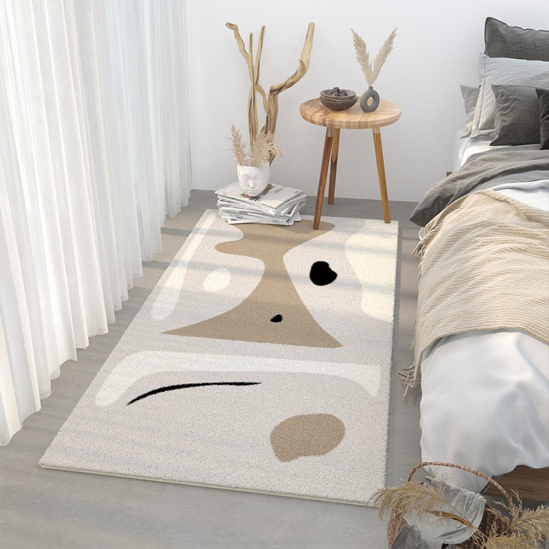 Beige Modern Rug Polyester Contrast Color Rug Tear Resistant Rug for Home Decor