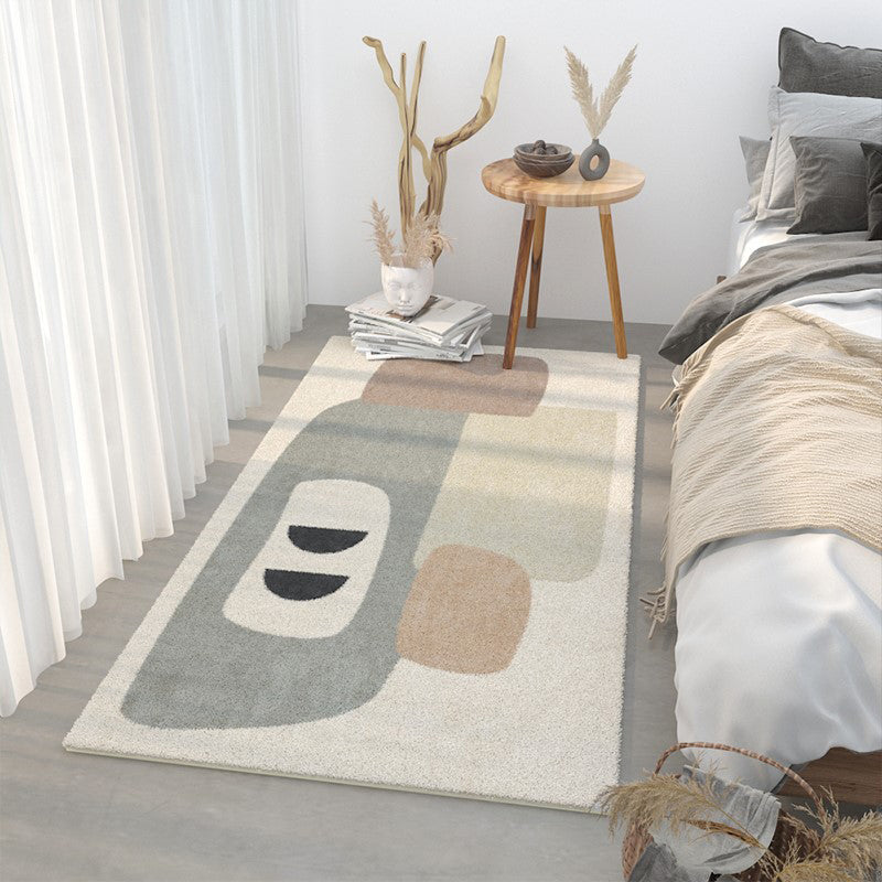 Beige Modern Rug Polyester Contrast Color Rug Tear Resistant Rug for Home Decor