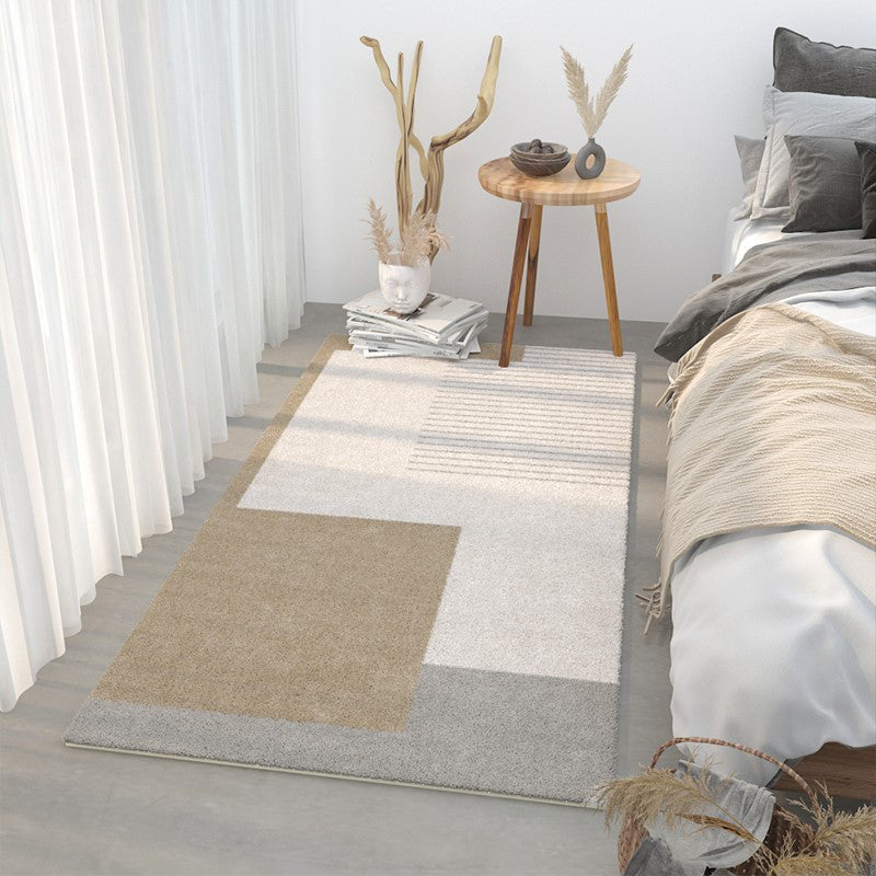 Beige Modern Rug Polyester Contrast Color Rug Tear Resistant Rug for Home Decor