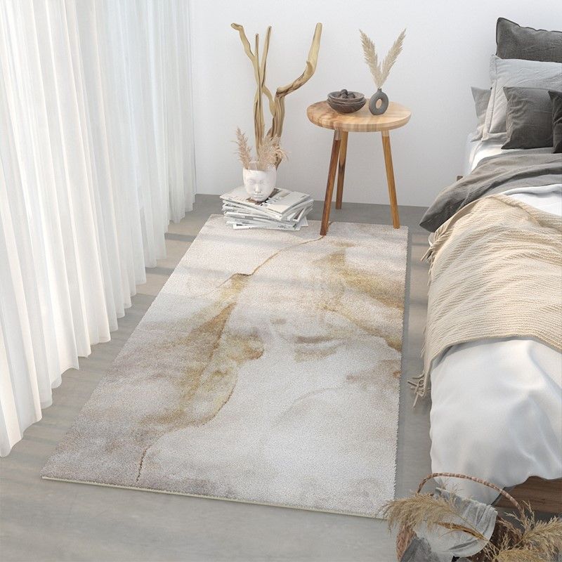Beige Modern Rug Polyester Contrast Color Rug Tear Resistant Rug for Home Decor