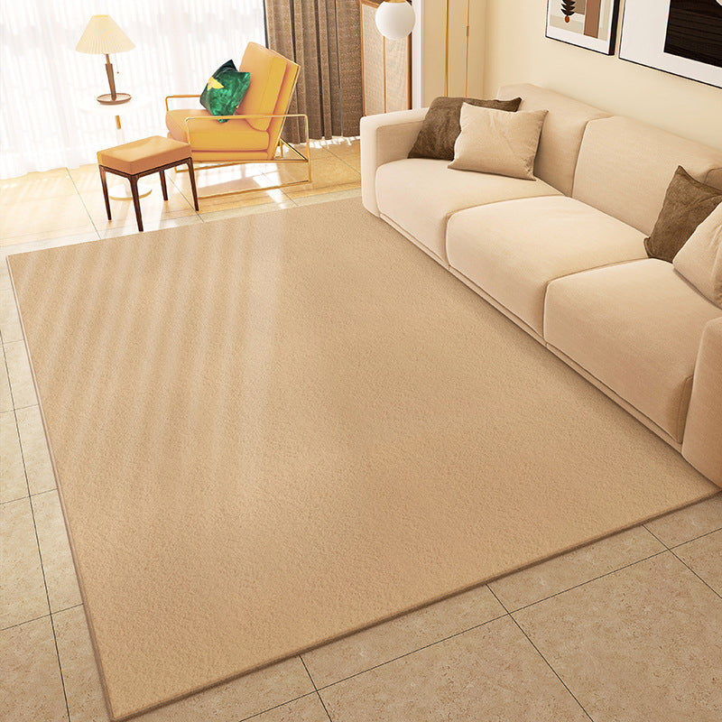 Beige Pure Color Rug Polyester Simple Rug Stain Resistant Rug for Home Decor