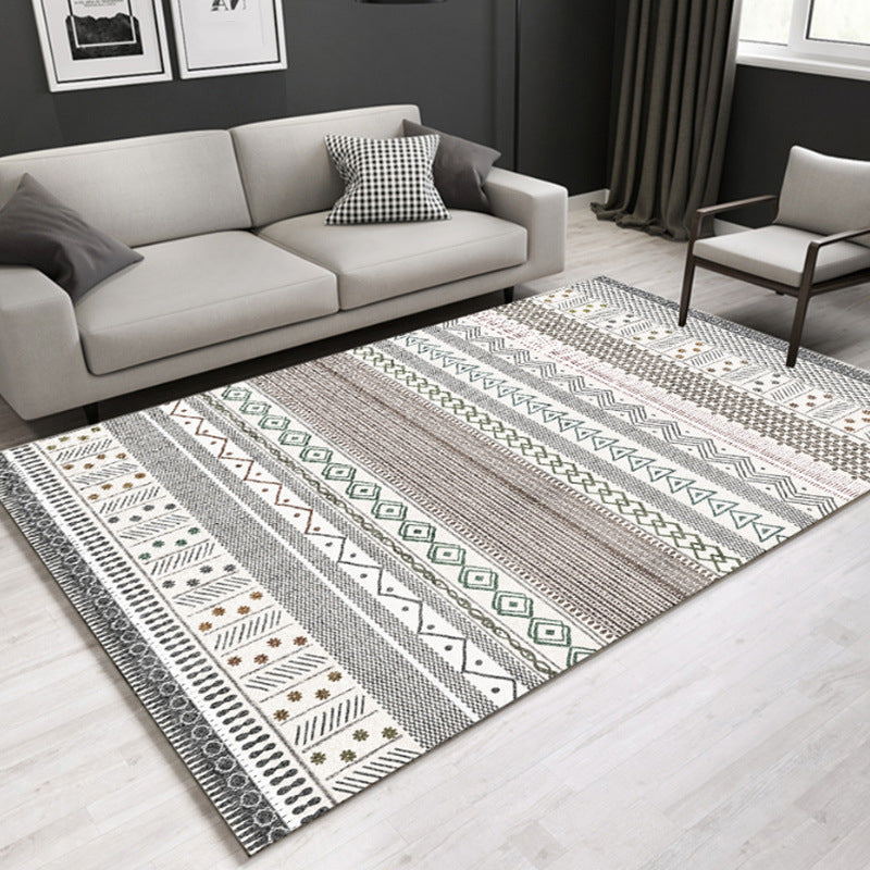 Light Grey Modern Rug Polyester Geometry Rug Washable Rug for Living Room