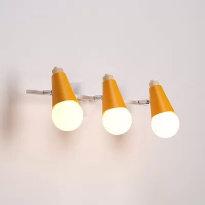 Metal Sweet Cone Wall Light Bathroom 3 Lights Nordic Style Wall Sconce