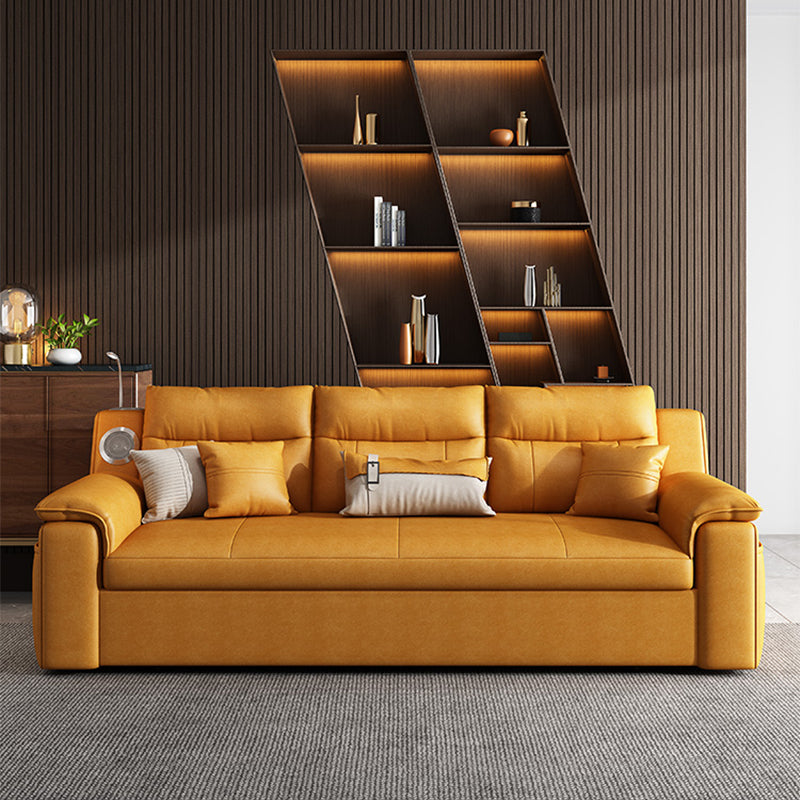 32" Wide Contemporary Futon Sofa Bed Orange Pillow Back Sleeper Sofa