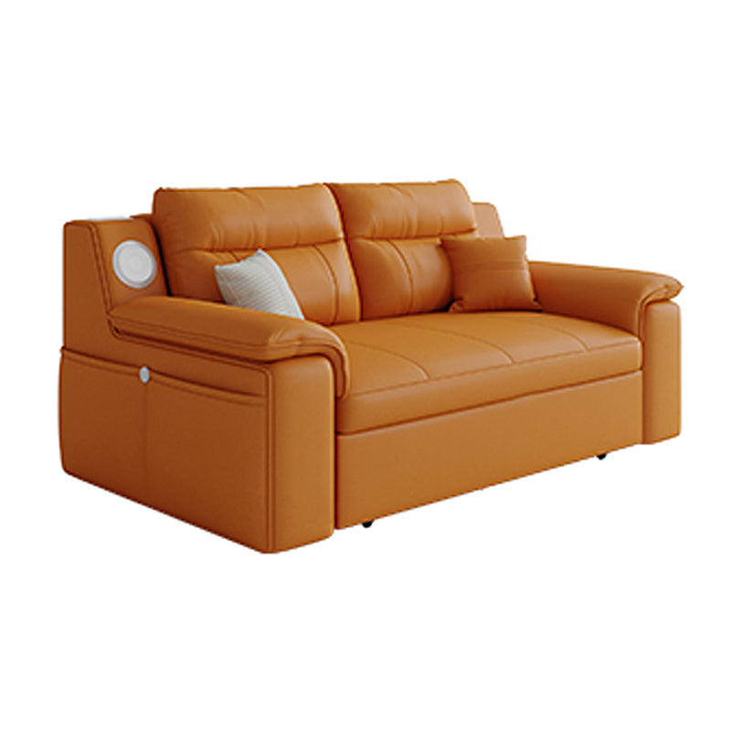32" Wide Contemporary Futon Sofa Bed Orange Pillow Back Sleeper Sofa