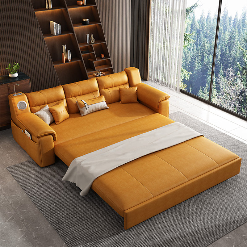 32" Wide Contemporary Futon Sofa Bed Orange Pillow Back Sleeper Sofa