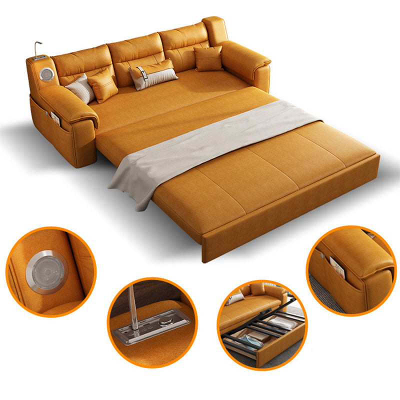 32" Wide Contemporary Futon Sofa Bed Orange Pillow Back Sleeper Sofa