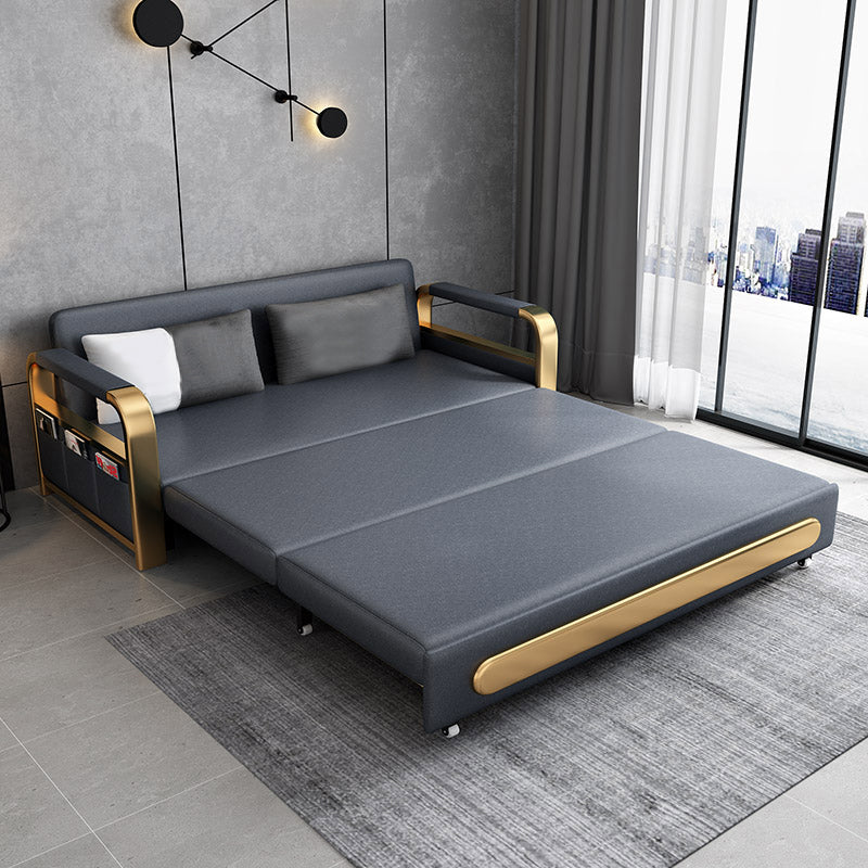 33" Wide Glam Futon Sofa Bed Gray Leather Futon Sleeper Sofa