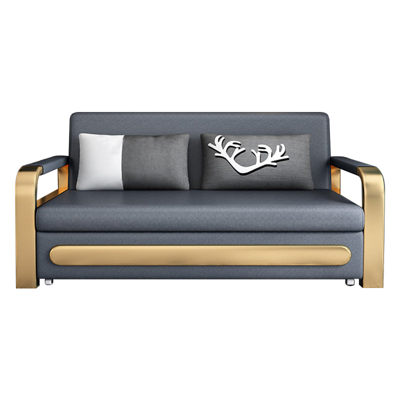 33" Wide Glam Futon Sofa Bed Gray Leather Futon Sleeper Sofa