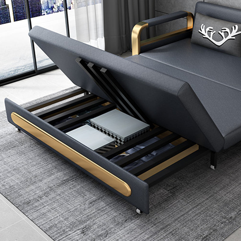 33" Wide Glam Futon Sofa Bed Gray Leather Futon Sleeper Sofa