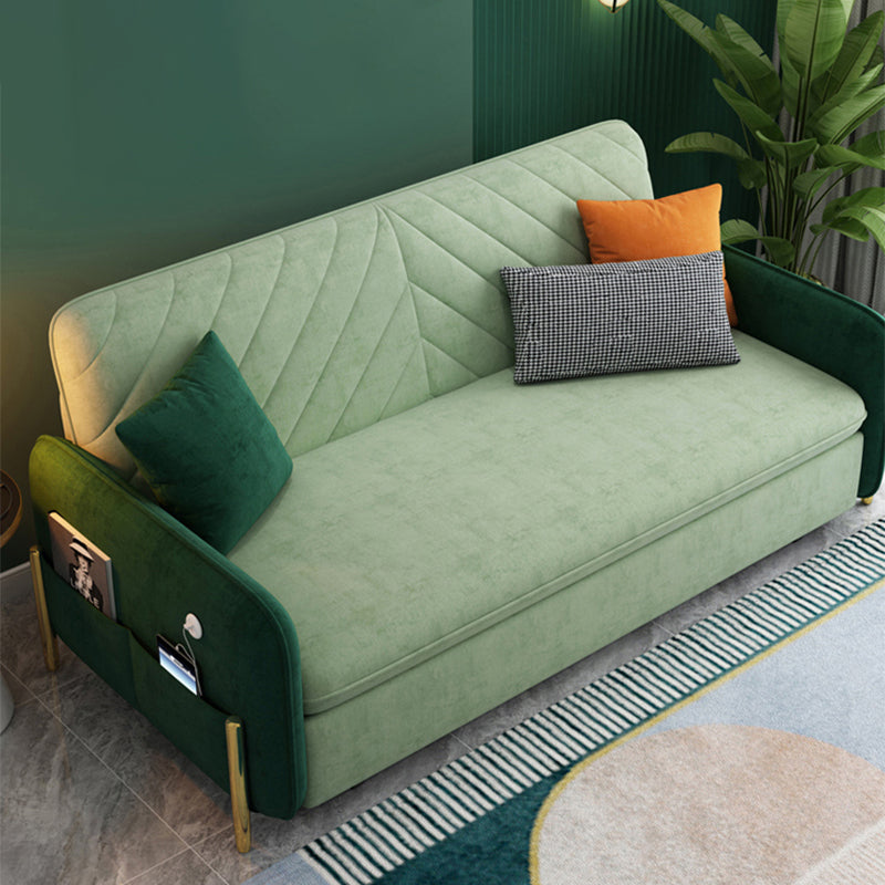 31" Wide Glam Futon Sofa Bed Green Futon Sleeper Sofa with Storage