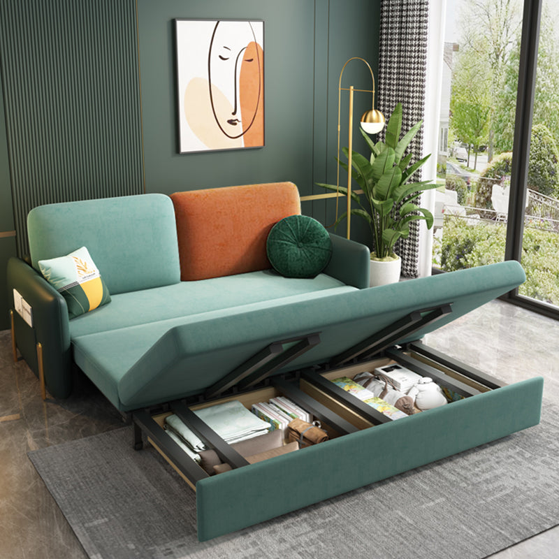 34" Wide Glam Futon Sofa Bed Green Futon Sleeper Sofa with Storage