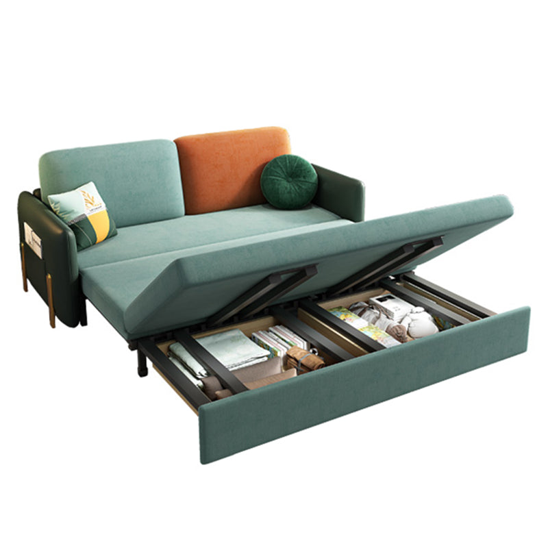 34" Wide Glam Futon Sofa Bed Green Futon Sleeper Sofa with Storage
