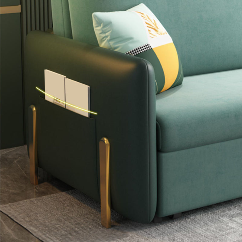 34" Wide Glam Futon Sofa Bed Green Futon Sleeper Sofa with Storage