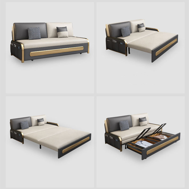 33" Wide Glam Futon Sofa Bed White Futon Sleeper Sofa with Storage