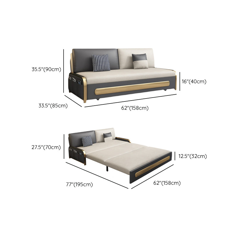 33" Wide Glam Futon Sofa Bed White Futon Sleeper Sofa with Storage