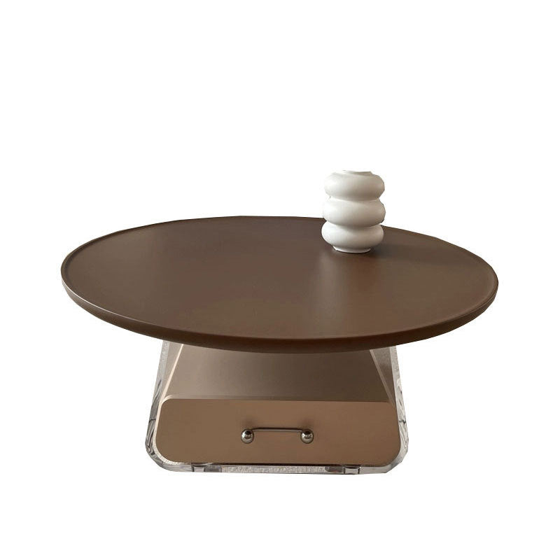 Contemporary Coffee Table Round Wooden Coffee Cocktail Table