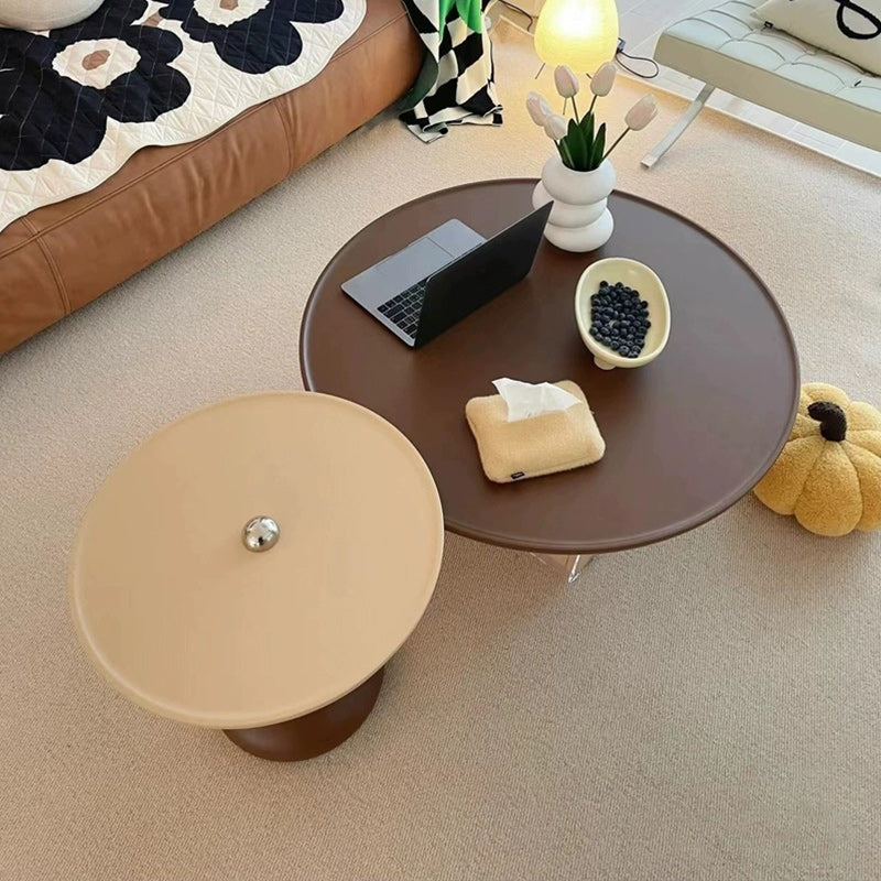 Contemporary Coffee Table Round Wooden Coffee Cocktail Table