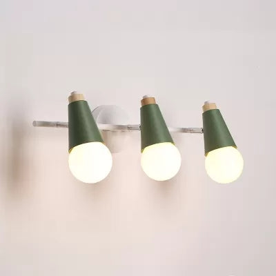 Metal Sweet Cone Wall Light Bathroom 3 Lights Nordic Style Wall Sconce