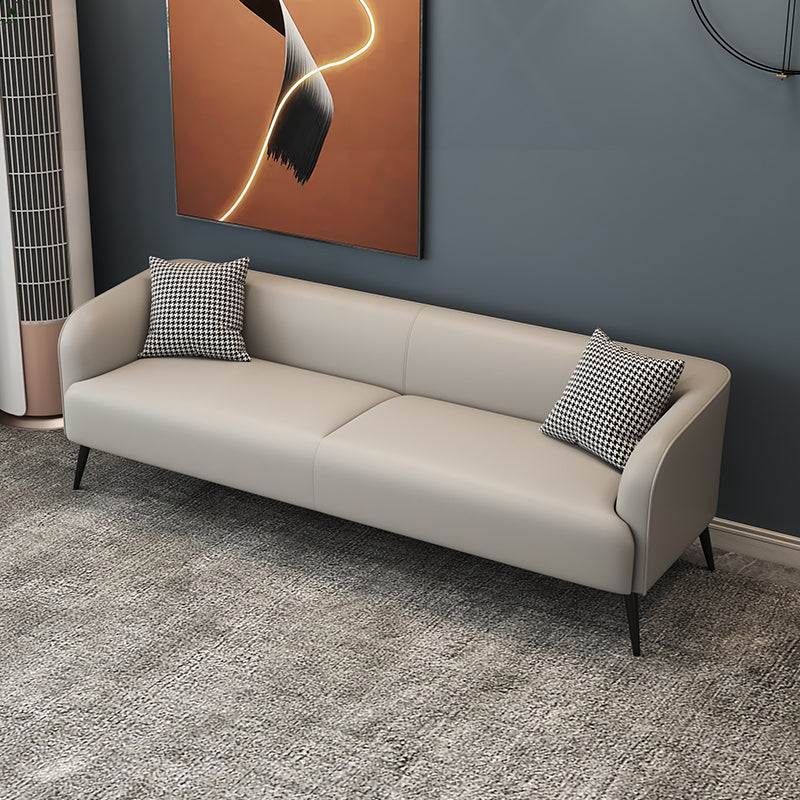 Stain Resistant Faux Leather Sofa  Tuxedo Arm Sofa for Living Room
