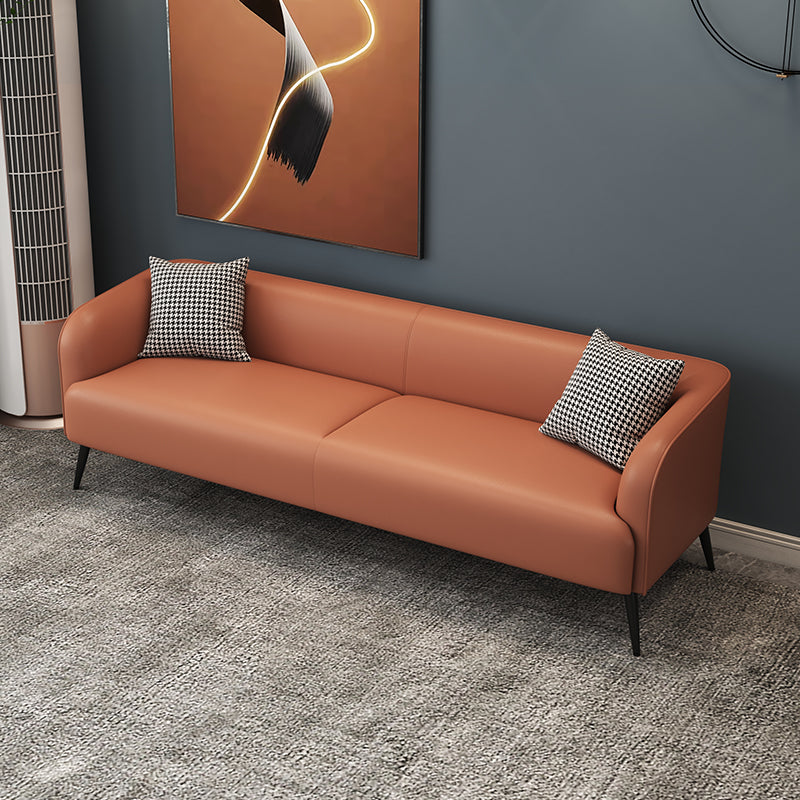 Stain Resistant Faux Leather Sofa  Tuxedo Arm Sofa for Living Room