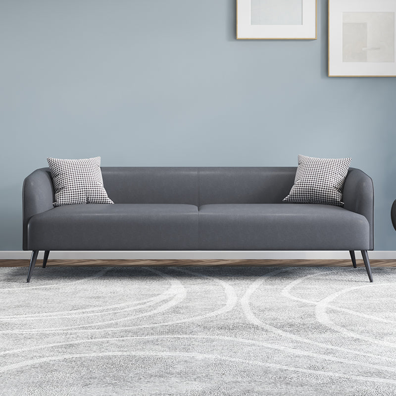 Stain Resistant Faux Leather Sofa  Tuxedo Arm Sofa for Living Room