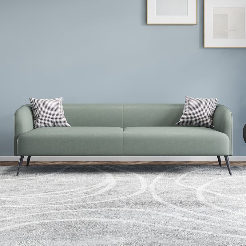 Stain Resistant Faux Leather Sofa  Tuxedo Arm Sofa for Living Room
