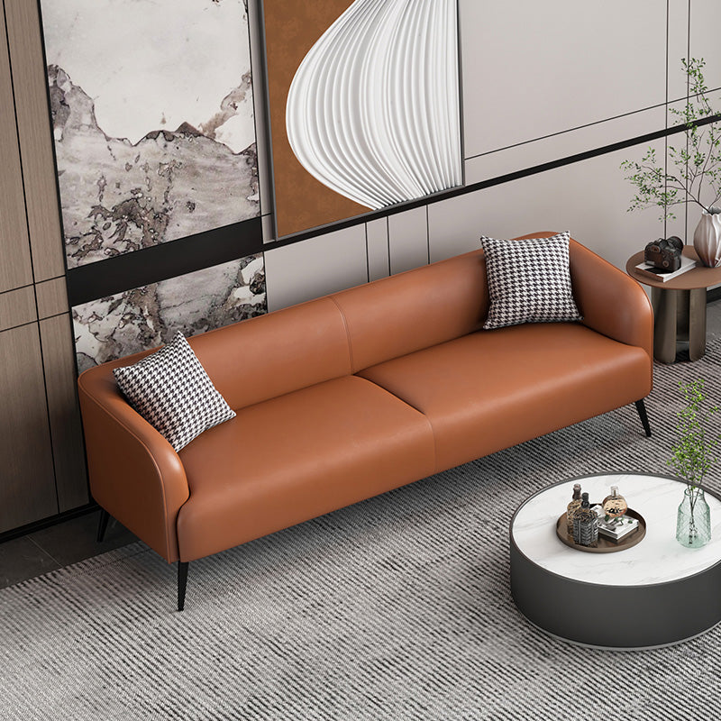 Stain Resistant Faux Leather Sofa  Tuxedo Arm Sofa for Living Room