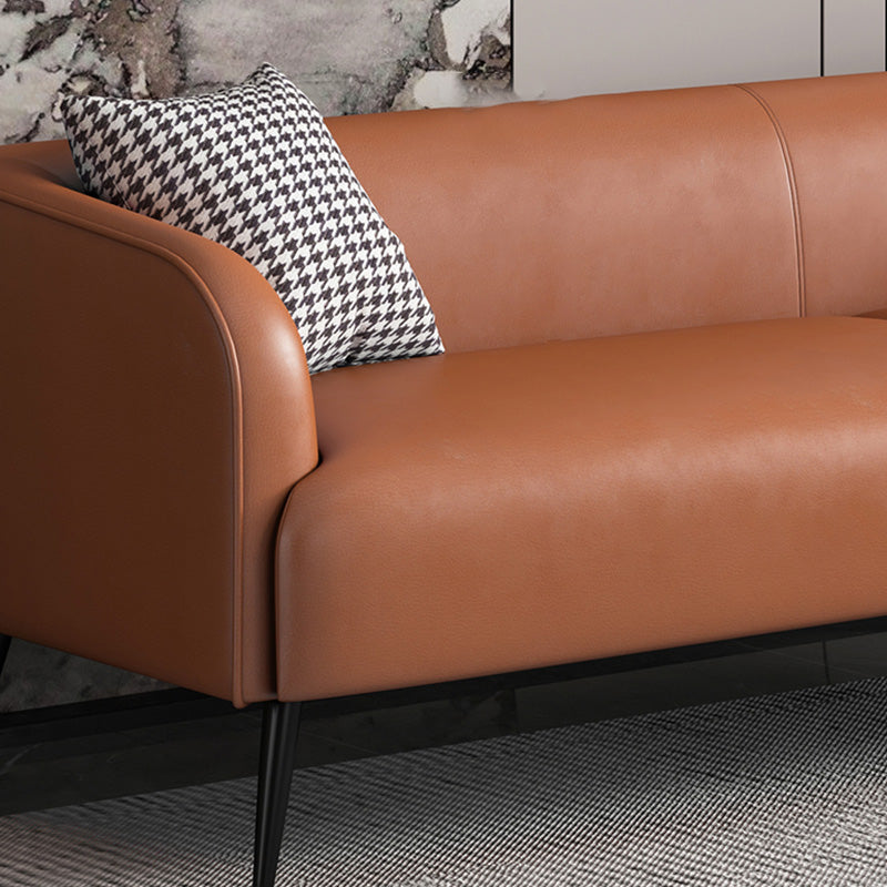 Stain Resistant Faux Leather Sofa  Tuxedo Arm Sofa for Living Room