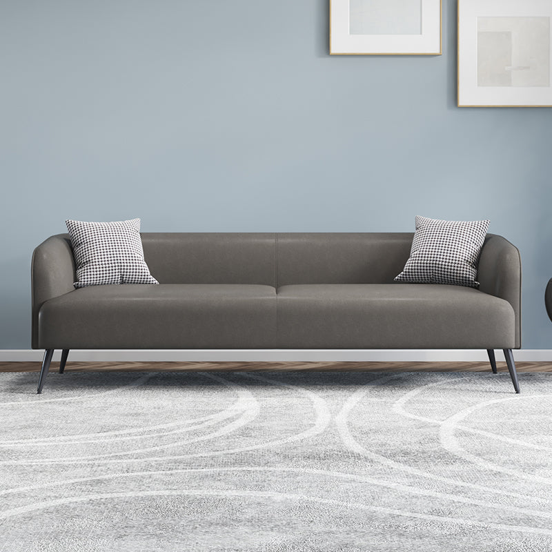 Stain Resistant Faux Leather Sofa  Tuxedo Arm Sofa for Living Room