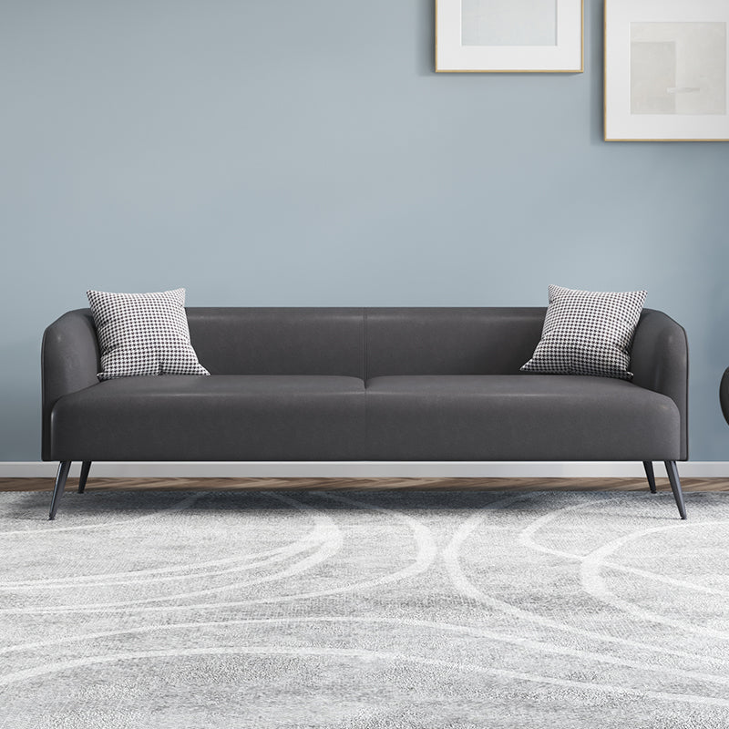 Stain Resistant Faux Leather Sofa  Tuxedo Arm Sofa for Living Room