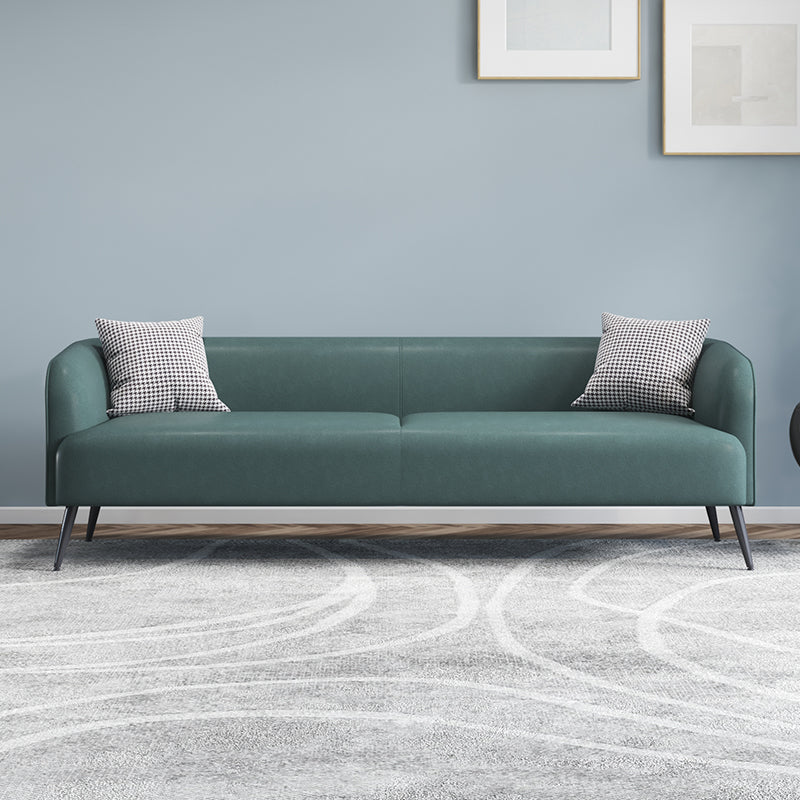 Stain Resistant Faux Leather Sofa  Tuxedo Arm Sofa for Living Room