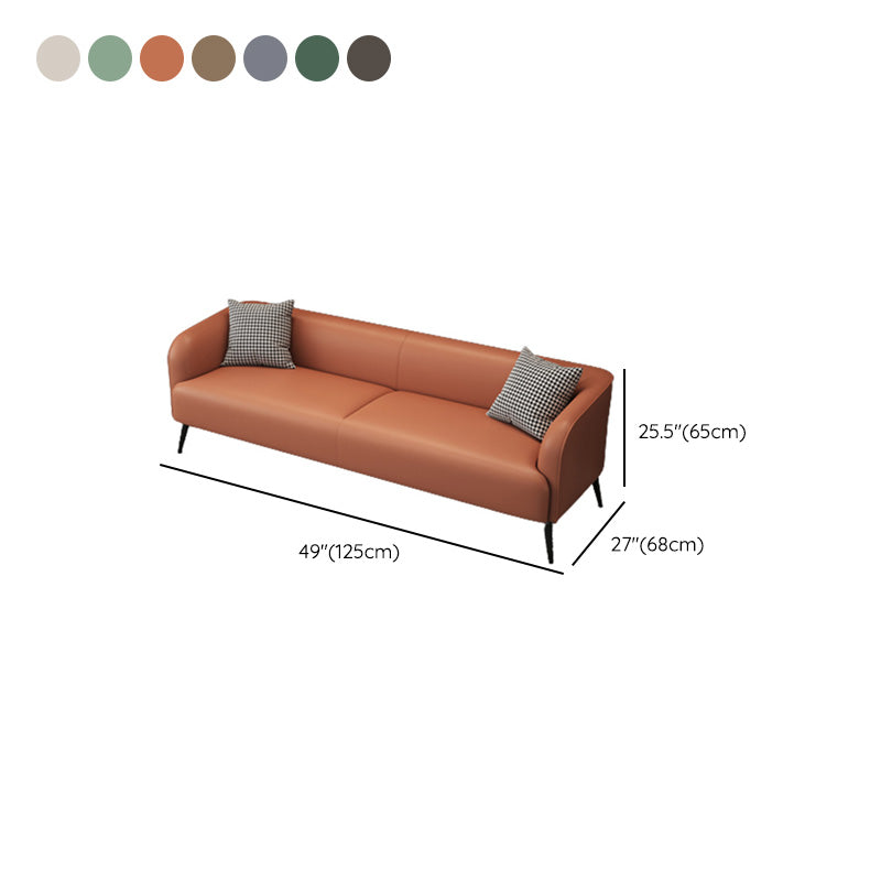 Stain Resistant Faux Leather Sofa  Tuxedo Arm Sofa for Living Room