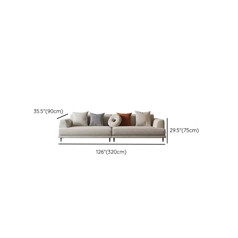 Contemporary Fabric Seating Square Arm Sofa with Pillows in White