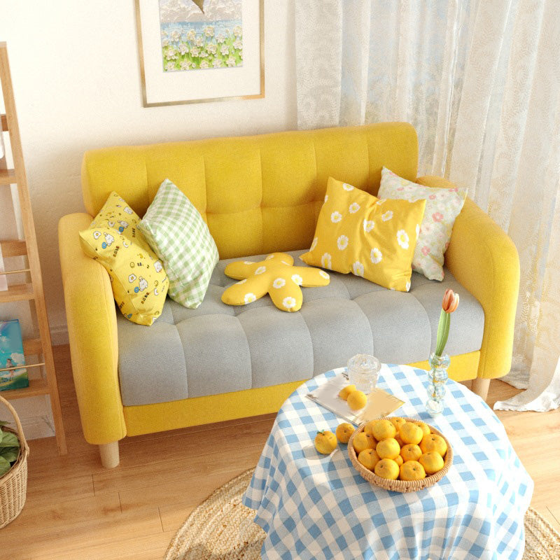 27.55" High Square Arm Sofa Chenille Sofa with Biscuit Back for Apartment