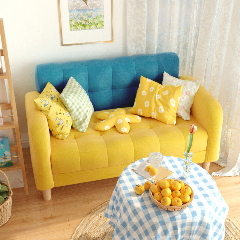 27.55" High Square Arm Sofa Chenille Sofa with Biscuit Back for Apartment