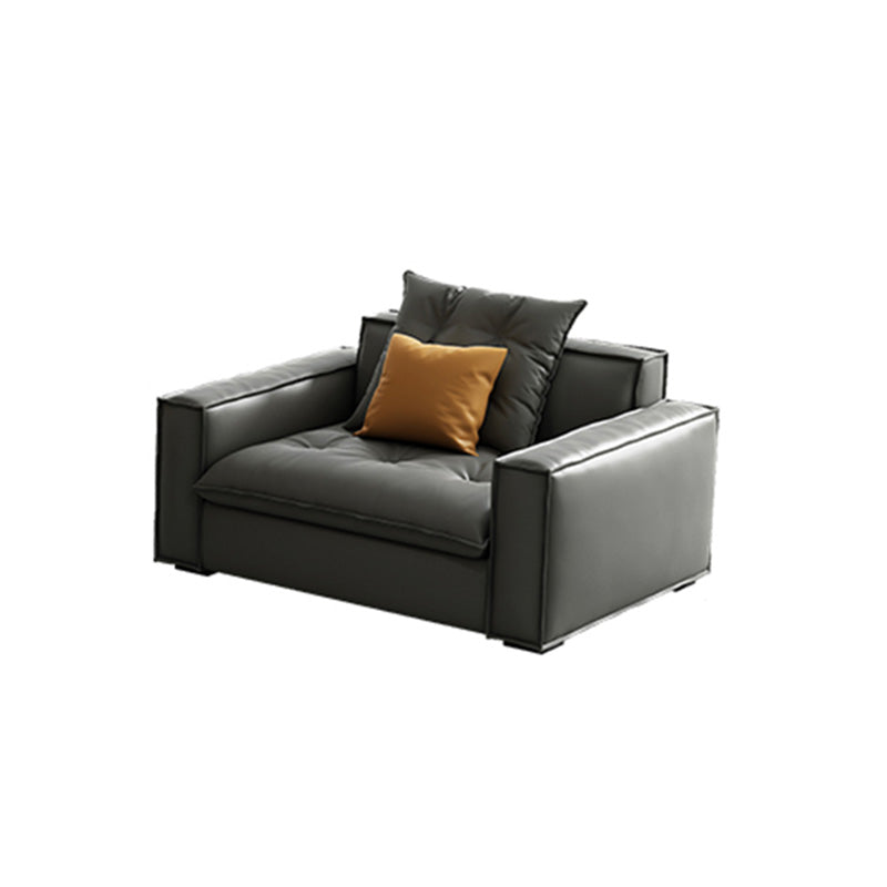 Mid Century Modern Seating with Pillows Sofa Tuxedo Arm in Gray