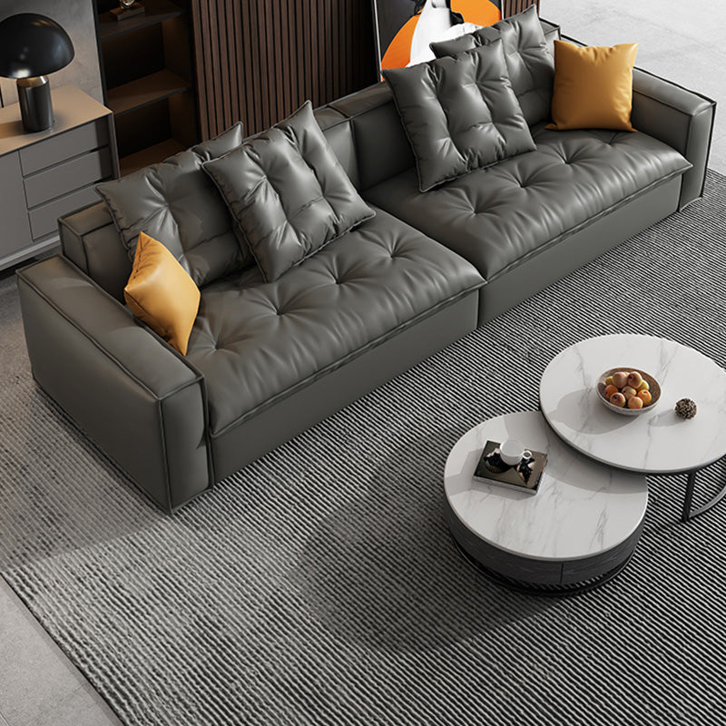 Mid Century Modern Seating with Pillows Sofa Tuxedo Arm in Gray