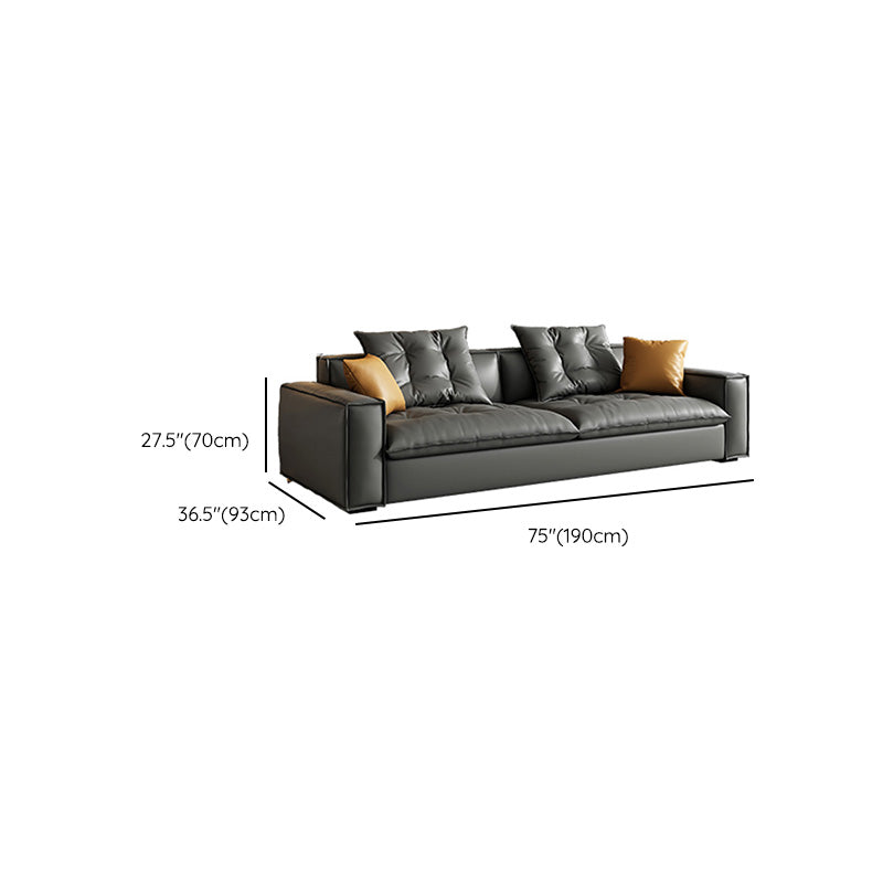 Mid Century Modern Seating with Pillows Sofa Tuxedo Arm in Gray