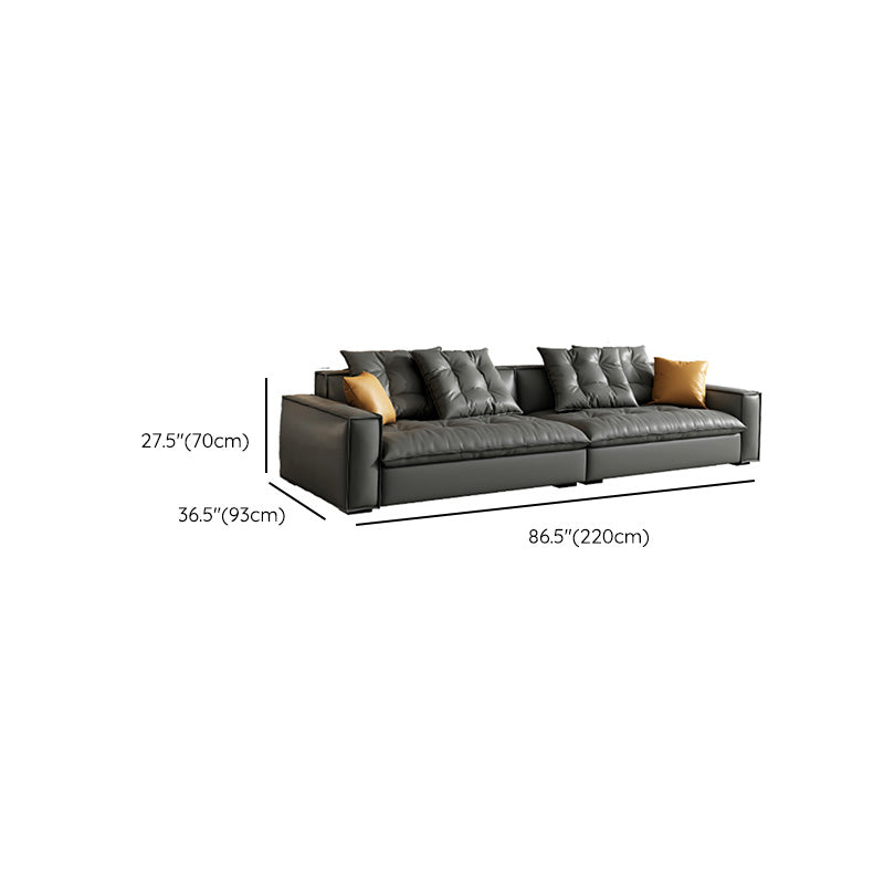 Mid Century Modern Seating with Pillows Sofa Tuxedo Arm in Gray